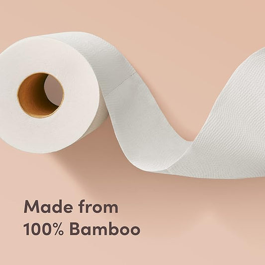 Amazon Aware 3-ply Bamboo Toilet Paper, Unscented, 12 Rolls, 350 Sheets per roll, Total 4200 Sheets, Plastic-Free