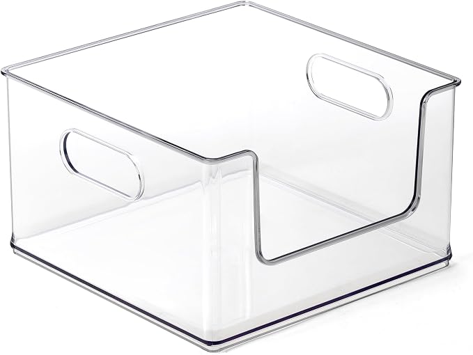 BINO | Stackable Plastic Storage Bins, Open-Front - Clear | THE CLARUS COLLECTION | Pantry Organizers and Storage Containers | Fridge Organizer Bins | Kitchen Cabinet Organizer | Medicine Cabinet Bin