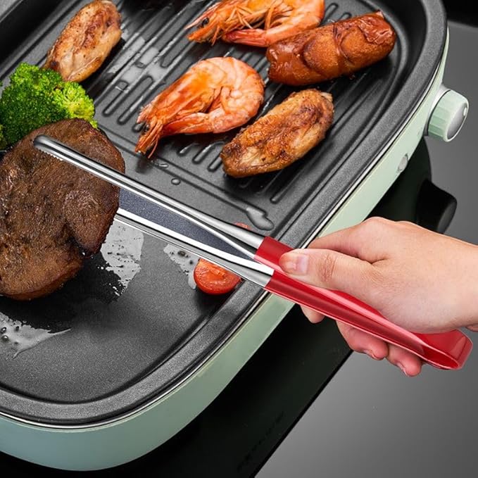 4Pcs Stainless Steel Kitchen Tongs Grill Tongs, 11.5" and 13.5" Metal Food Tongs, Non-Slip Comfort Handles, High Temperature Resistant Barbecue Tongs