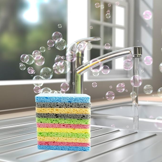 12PCS Cleaning Sponge,Kitchen DishSponge,Cleaning Scrub Sponge | Cleaning Sponge,2.5X4.0 inches,Kitchen DishSponge,Cleaning Scrub Sponge,Non-Scratch Kitchen Cellulose Dishwashing