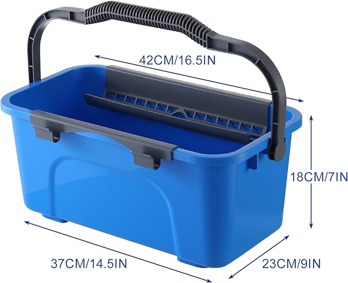 Mitclear Professional Window Cleaning Kit, Include Compact Cleaning Bucket 3 Gallon, Silicone Squeegee, Microfiber Scrubber, Cloth, All-in-one Window Cleaning Supplies, Commercial & Household Use