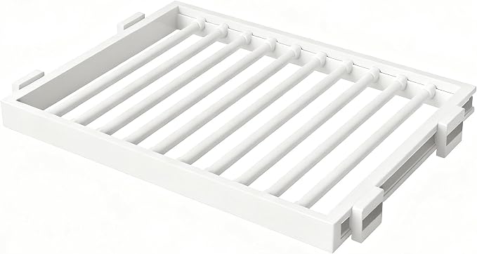 Hidden Pull Out Drying Rack, Extendable Pull Out Trousers Rack, Space Saving, Above Washing Machine Wardrobe, Aluminum Alloy, Tip-On, Depth 21.26in Width 26-28in White