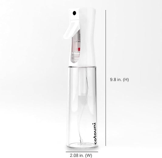 Continuous Spray Bottle for Hair Care, Hydrating Skin Care | Plant Mister or Squirt Bottle for Ironing and Cleaning, 10.1 fl oz/300 mL Clear Glass, 9.8"(H) x 2.08"(W)