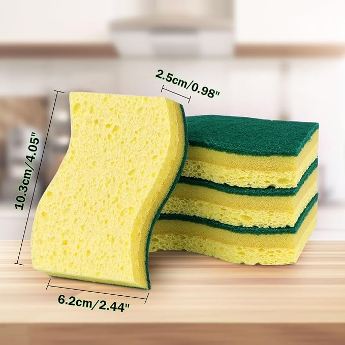 AIDEA Sponges Kitchen-24Count, Heavy-Duty Scrub Sponges, Sponges for Dishes | Sponge for Non-Coated Cookware, Scrubbing Power for Tough Messes, Cleaning Sponge for Kitchen, Bathroom, Household
