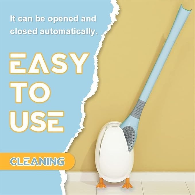 Diving Duck Toilet Brush,Diving Duck Deep Cleaning Home Bathroom Accessories Sets,Revolutionary Soft Silicone Flex Toilet Brush,Creative Silicone Toilet Brush Cleaner Brush (White)