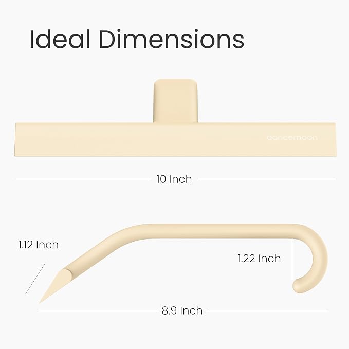 dancemoon JustHang Shower Squeegee for Glass Doors, All-One-Piece Award-Winning Silicone Squeegee with Built-in Hook for Bathroom, Window, Mirror, Tile Wall,Car, Streak-Free Cleaner,10-Inch Sand Beige