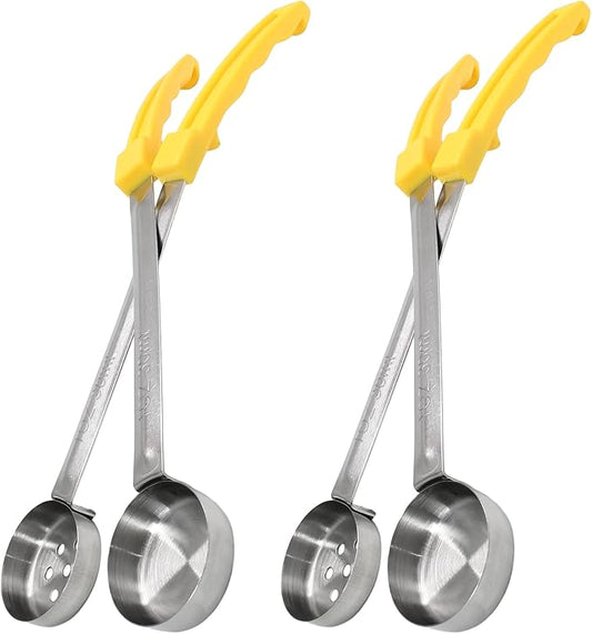 4PCS 1 oz Portion Control Serving Spoons,Measuring Ladle Scoops Food Utensils,Proportion Manage Slotted and Unslotted Scoops for Weight Loss/Kitchen(Yellow)