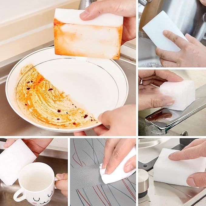 50 Pack Magic Cleaning Sponges Eraser,Multi-Functional Premium Melamine Sponge Foam Cleaning Pads,Dish,Household Cleaning Scrub Sponge for Kitchen,Furniture,Bathroom