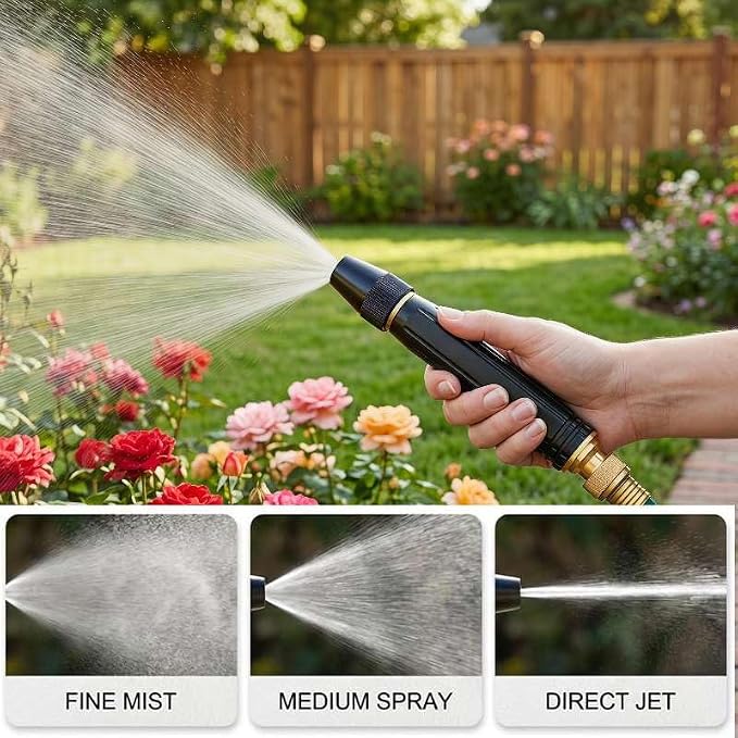 High Pressure Car Wash Water Gun, Heavy Duty Adjustable Metal Garden Hose Nozzle with Brass Connector, Multi Spray Mode Power Washer Nozzle for Car Washing, Yard Patio Cleaning & Plant Watering