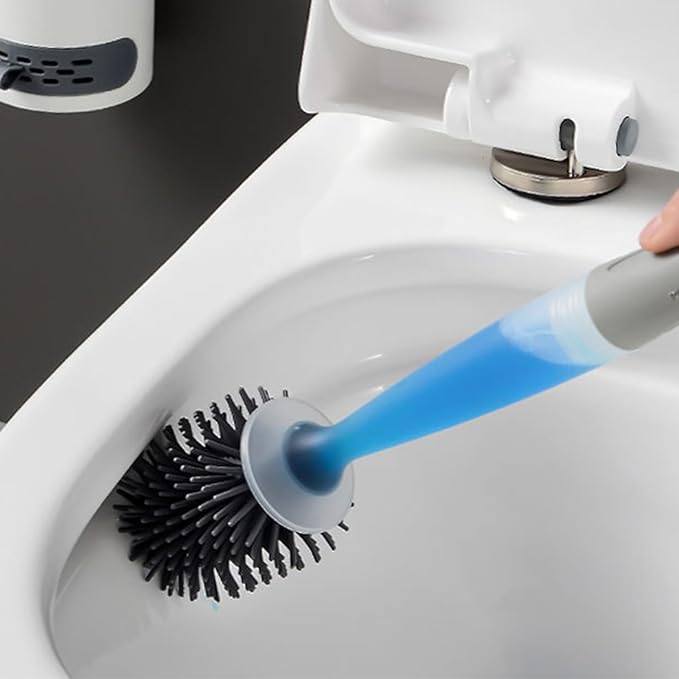 Silicone Toilet Cleaner Brush - Toilet Bowl Brush & Scrubber for Effortless Cleaning Bowl Holder Set, Silicone, and Holder Set