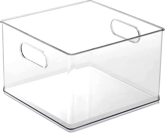 BINO | Stackable Plastic Storage Bins, Clear | THE CLARUS COLLECTION | Pantry Organizers and Storage Containers | Fridge Organizer Bins | Kitchen Cabinet Organizer | Medicine Cabinet Bin