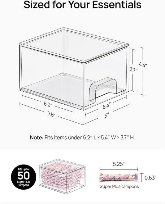 Vtopmart 8 Pack Small Clear Stackable Storage Drawers,Acrylic Bathroom Makeup Organizer,Plastic Storage Bins For Vanity, Undersink, Kitchen Cabinets, Pantry, Home Organization