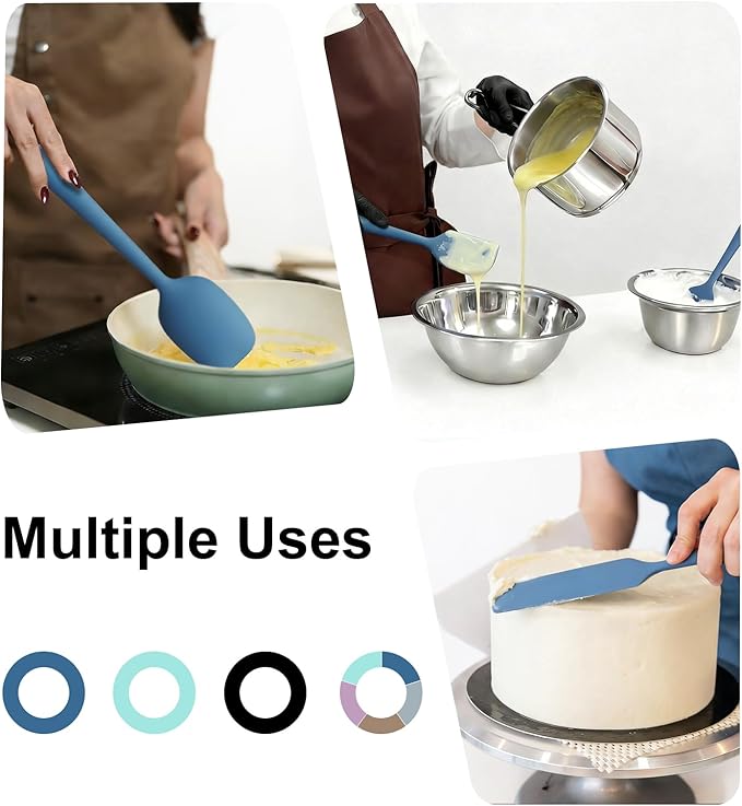 Redfly Silicone Spatula Set, 5 Piece Food Grade Silicone Cooking Utensils Set, Rubber Spatula Heat Resistant Nonstick for Baking, Cooking, Kitchen Utensils Dishwasher Safe Blue