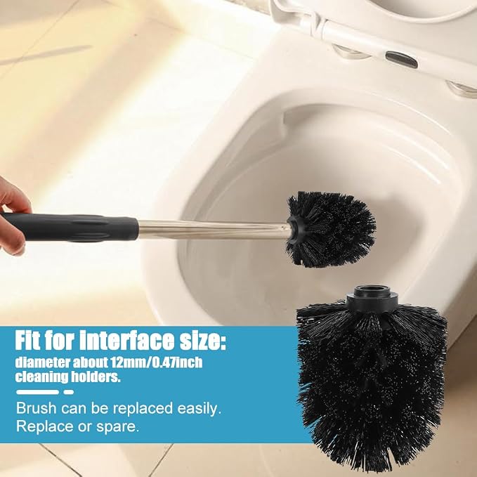 2PCS Toilet Bowl Brush Replacement Head, Toilet Brush Head Replacement with Durable Stiff Bristles, Cleaning Tool for Home Hotel Bathroom (Color:Black)