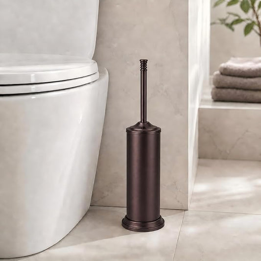Red Bronze Toilet Brush and Holder Set,Extra Long Handled Toilet Bowl Brush and Holder,Stainless Steel Heavy Duty Toilet Brush for Bathroom,Deep Cleaning Modern Toilet Cleaner Slip Base