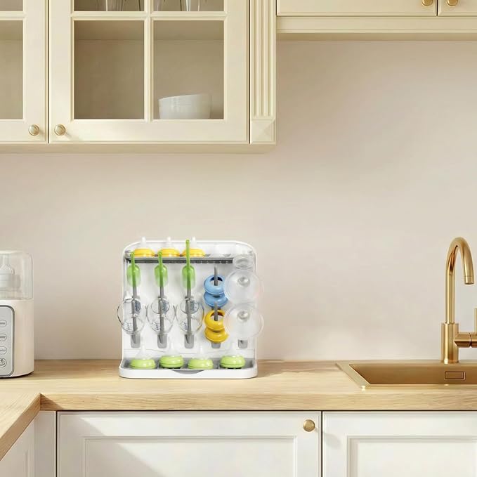 Lifewit 10-Hooks Baby Bottle Drying Rack for Countertop, BPA Free | Vertical Bottle Storage Organizer, Stand-Up Dryer Holder for Pacifiers, Pump Parts, Baby Stuff, Newborn Essentials Must Haves