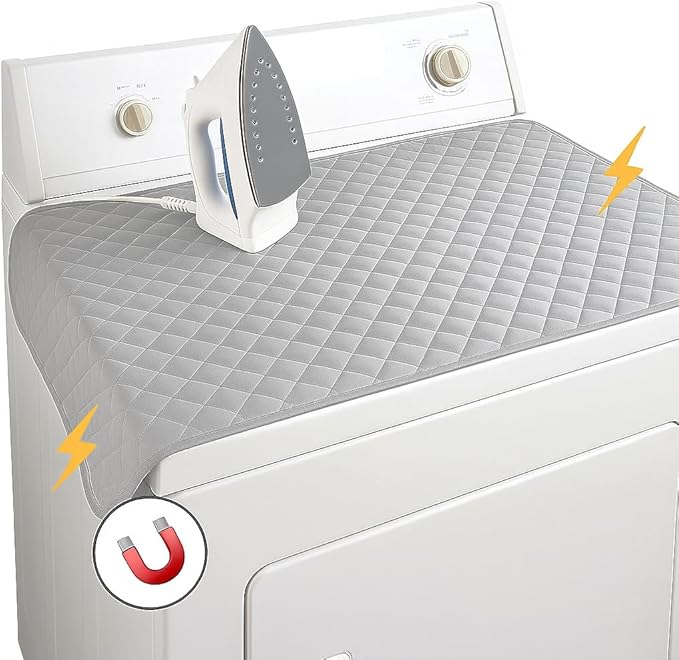 Iron Anywhere Magnetic Ironing Mat 18" x 31" – Quilted Heat-Resistant Blanket for Washer Dryer Tops – Foldable Portable Tabletop Pressing Pad and Board Alternative