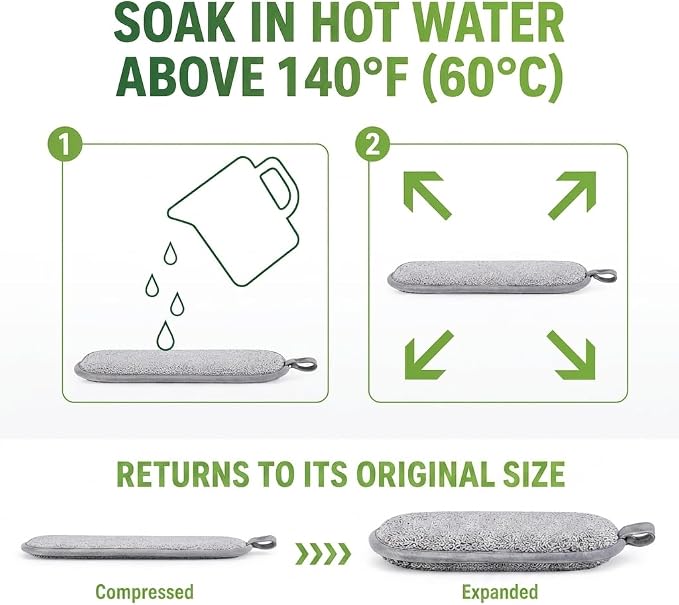6-Pack PuoWeo Sponges Kitchen Dual-Sided Scrub Sponges—Rough Side for Non-Stick Cookware, Soft Microfiber Side for Dishes Multi-Purpose Cleaning Dish Sponge, Long Lasting & Reusable, Grey