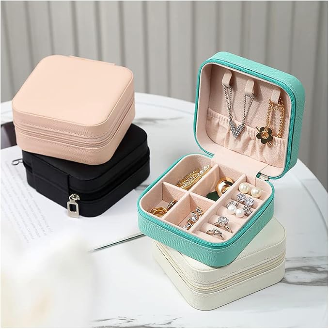 TRODANCE Mini Jewelry Travel Case, Small Portable Jewellry Organizer Box Portable Display Storage Box for Rings Earrings Necklaces, Gifts for Girl, Women, Wedding, Birthday, Mom, Mother's Day (Blue)