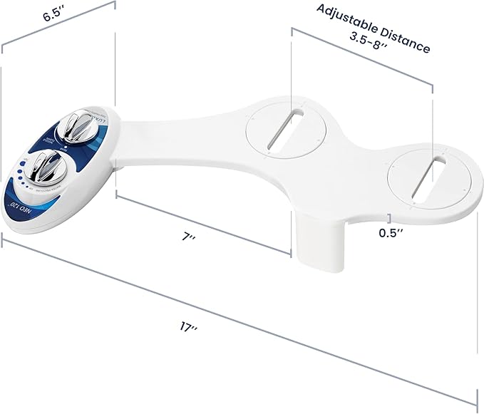 LUXE Bidet NEO 120 - Single Nozzle, Self-Cleaning, Non-Electric Bidet Attachment for Toilet Seat, Adjustable Water Pressure, Rear Wash (Blue)