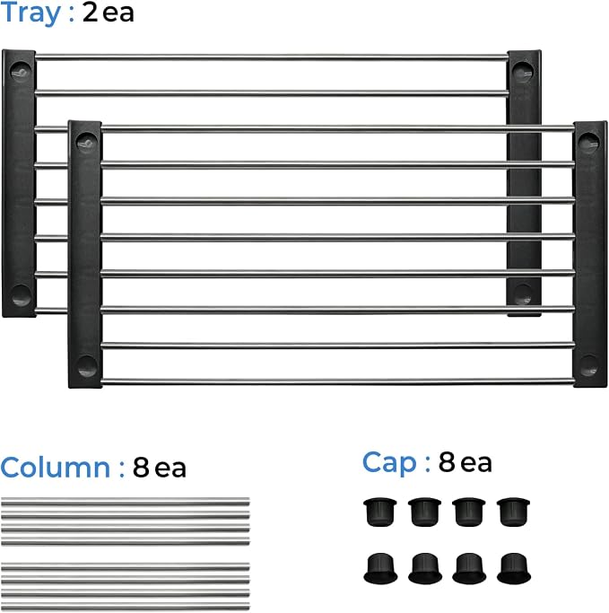 carrotez Set of 2 Stackable Cabinet Organizer Shelf 15.7 x 7.8 x 6.1 Black | Kitchen Counter Shelves, Kitchen Cabinet Organizers and Storage, Pantry Storage Shelf Organizer
