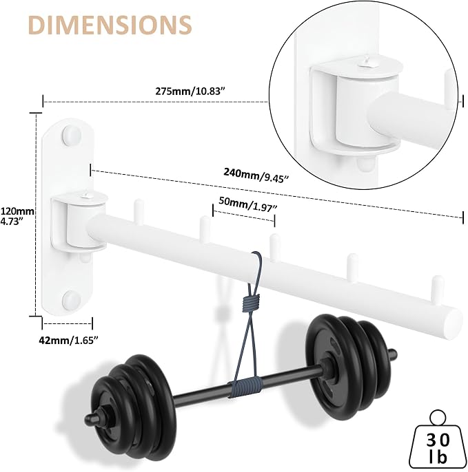 Mooche Swing Clothes Hanger Rack, Garment Racks 9.45" Long, White-2Pack | 180°Rotation Laundry Drying Rack 304 Stainless Steel Space Saving Wall Mounted for Laundry Room Bedroom Balcony