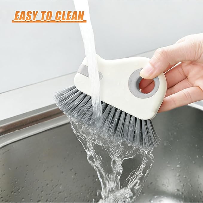 YoRise 2 in 1 Car Groove Cleaning Brush, Multifunctional Hard Bristle Car Window Track Cleaner Tool with Hidden Scraper, Universal Auto Door Crevice Cleaning Accessories for Window Sill(Gray-2PCS)