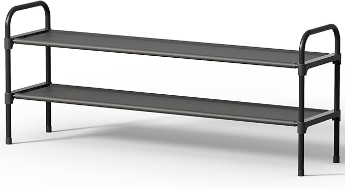 Kitsure Shoe Rack, 39" Wide Extra-Long Shoe Organizer, 2-Tier, Black | Closet, Front Door Entrance, Entryway, Stackable & Detachable Shelf, Closet Organizers and Storage