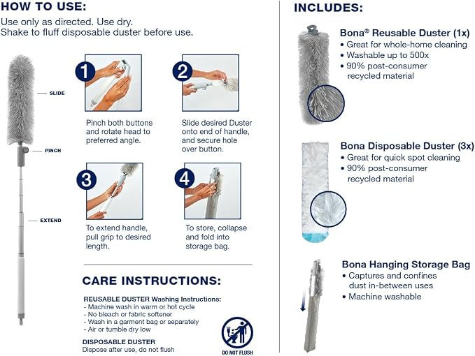Bona High Performance Dusting System with Extendable Handle