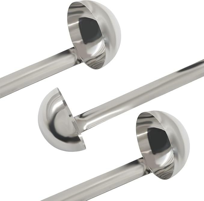 2 Oz Stainless Steel Ladle, 3 Pcs Sturdy Soup Ladle, 9" Long Handle Length for Stirring, Portioning and Serving Soup and Stew in Restaurants and Home (2.36" Bowl Diameter)
