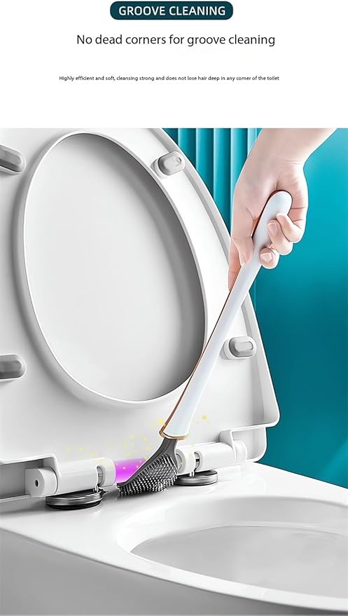 Modern Flexible Silicone Toilet for Home 2025 New Silicone Toilet Brush and Holder Set Wall Mounted Cleaning Kit with Dispenser Flexible & Hygienic Bathroom Scrubber for Home (Blue)