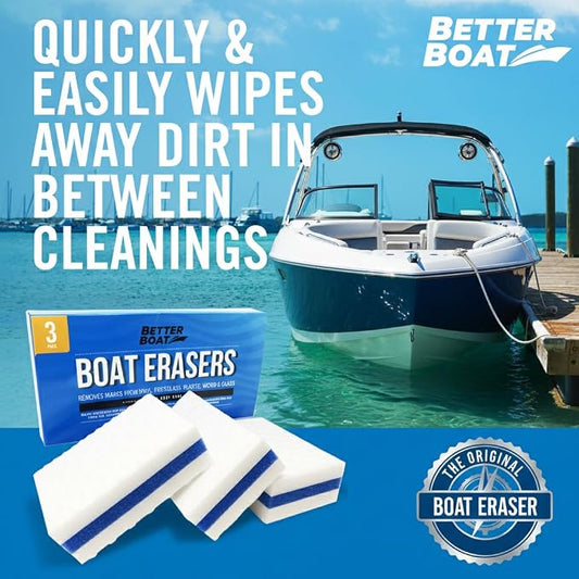Boat Erasers by Better Boat - Cleaning Sponge for Scuff Marks & Grime, Marine Accessories & Gifts, Safe on Fiberglass Vinyl Gelcoat Deck Hull
