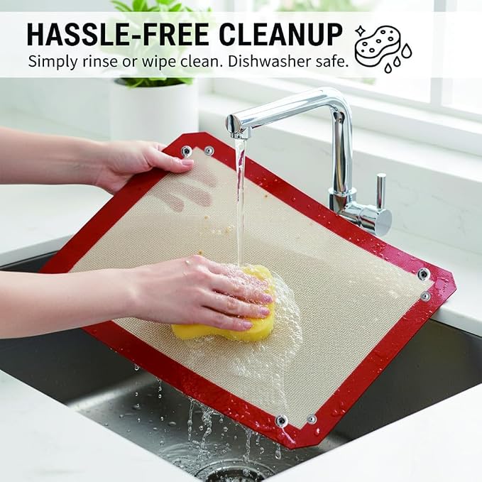 2 Pcs Silicone Baking Mat with Buckle - Leakproof, Non-Stick Silicone Fiber Oven Mat,Snap-Together Corners Form Leakproof Baking Tray,High Temp Resistant Silicone Baking Sheets for Oven(11.81×15.75in)