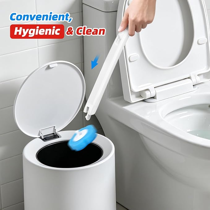 Disposable Toilet Brush with 48 Refills, Toilet Brushes and Holders, Wall Mounted Toilet Bowl Cleaner Wand for Bathroom Maintenance