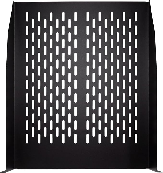 NavePoint 2U 19-Inch Universal Vented Rack Mount Cantilever Fixed Server Cabinet Shelf 22-Inches Deep Black