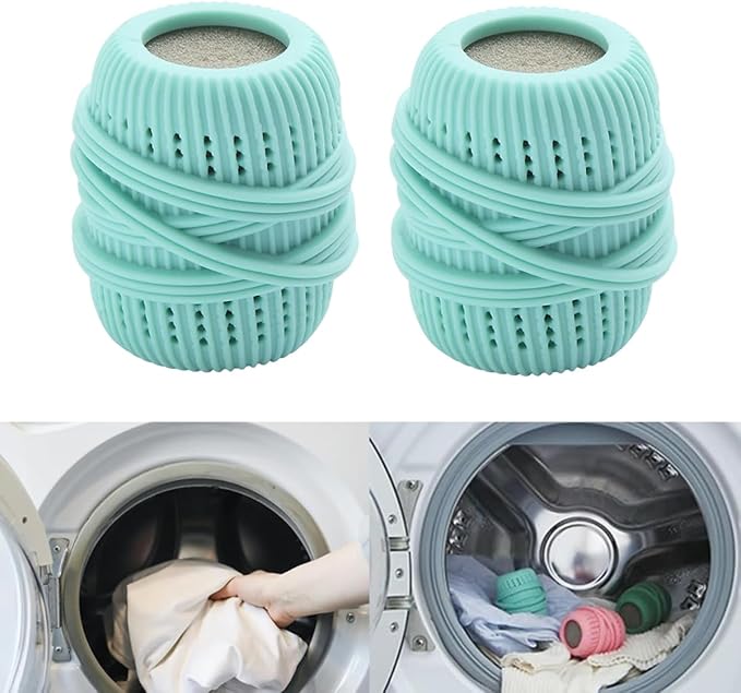 Reusable Fabric Softener Dispenser Balls Laundry Dryer Balls for Washing Sponge Household Substitute Cleaning Tool (Blue)