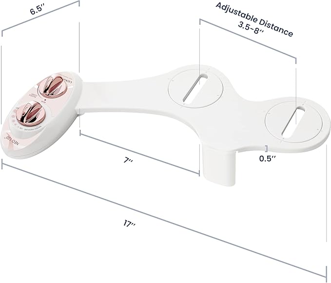 LUXE Bidet NEO 120 - Single Nozzle, Self-Cleaning, Non-Electric Bidet Attachment for Toilet Seat, Adjustable Water Pressure, Rear Wash (Rose Gold)