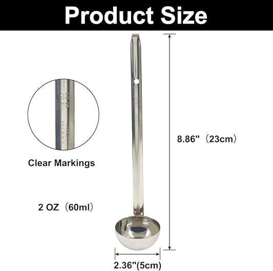 2 Oz Stainless Steel Ladle, 3 Pcs Sturdy Soup Ladle, 9" Long Handle Length for Stirring, Portioning and Serving Soup and Stew in Restaurants and Home (2.36" Bowl Diameter)