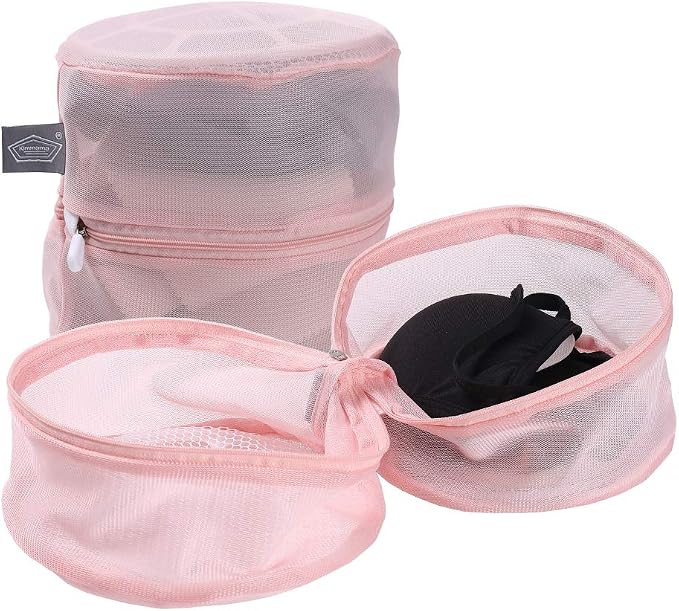 Lingerie Bag for Washing Delicates, Pink Bra Bags for Laundry, 5pcs | PInk Laundry Bag for Washing Machine & Dryer, For Garments, Sock, Underwear, Panties, Fine Mesh, Zipper Closure, 5Pack