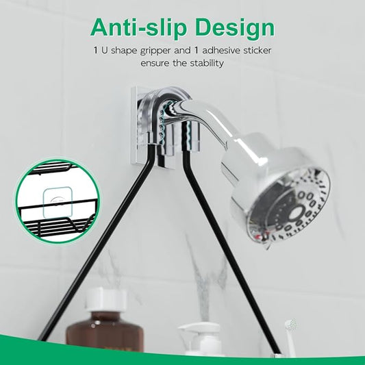 TreeLen Shower Organizer Hanging Shower Caddy over Shower Head Black Bathroom Hanger for Shampoo Razor Soap
