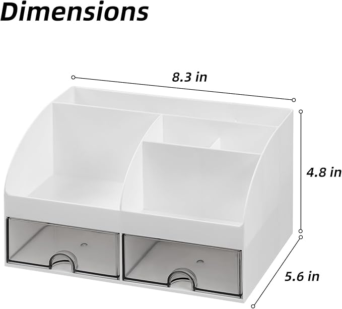 VITVITI Toothbrush Holders for Bathrooms Countertop, 5 Slots Toothpaste Bathroom Counter Sink Organizer with Drawers, Plastic Bathroom Organizer for Vanity/Makeup/Office White