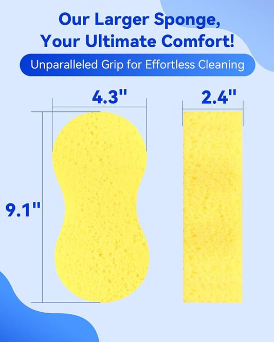 Temede Large Car Wash Sponge, Extra Thick Bone Foam Sponge for Cleaning | 9.1" x 4.3" x 2.4", Giant Car Cleaning Sponge, Easy Grip Multi-Purpose Cleaning Scrubber, Kitchen, Bathroom, Household