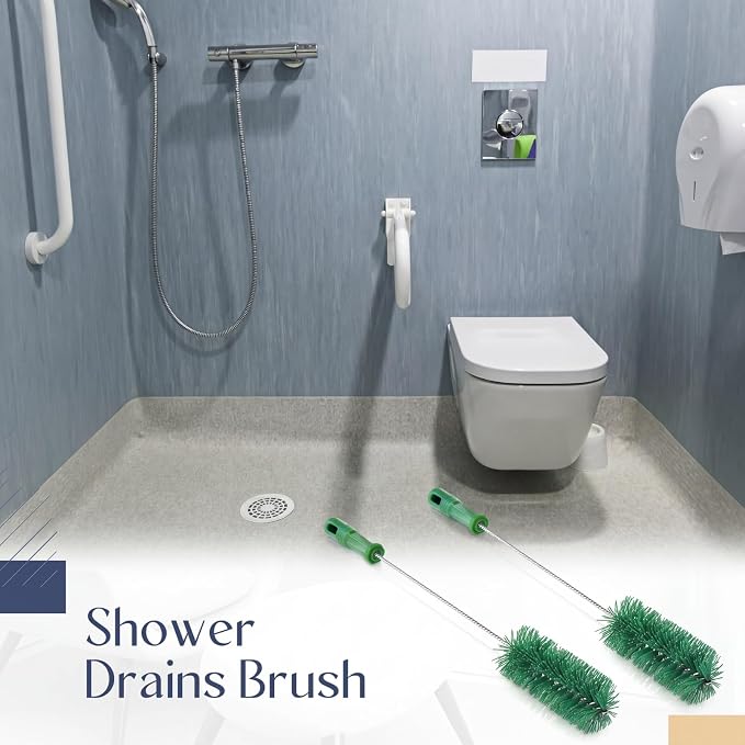 Baderke 2 Pieces Drain Brush Pipe Cleaning Tube Brushes 19.7 Inch Plastic Shower Pipe Flexible Cleaning Tool (Green,19.7 x 2.4 Inch)