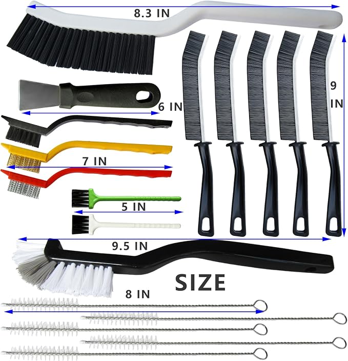 CRAFNEW 18Pcs Crevice Cleaning Brush Set | All-Round Small Space Scrub Brushes for Tile Grout, Window Tracks, Car Air Vents, Kitchen Sinks, Bathroom Narrow Grooves