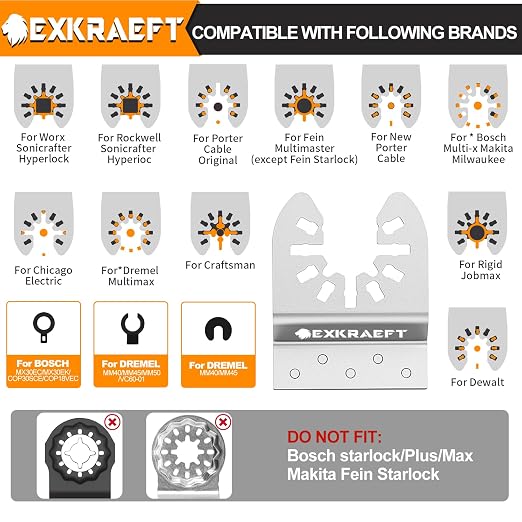 EXKRAEFT 14 PCS Grout Removal Tool Blades for Grout Removal Tile Mortar Concrete Masonry, Diamond Oscillating Tool Blade Fit Milwaukee Ryobi Rockwell Fein