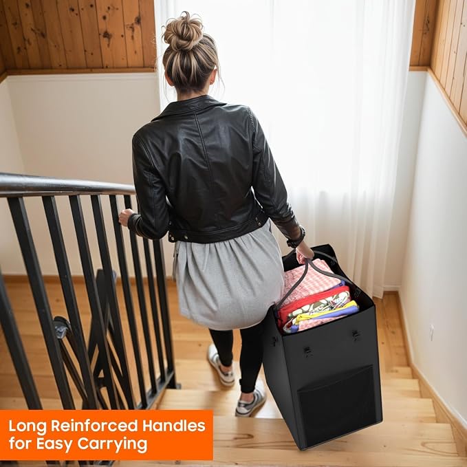 160L Laundry Hamper with Lid & Wheels, Rolling Laundry Basket with Bag | Sturdy Metal Frame | Laundry Bag with Handles| Large & Tall Clothes Hampers for Laundry Room, Bedroom, Dorm, Bathroom-Black