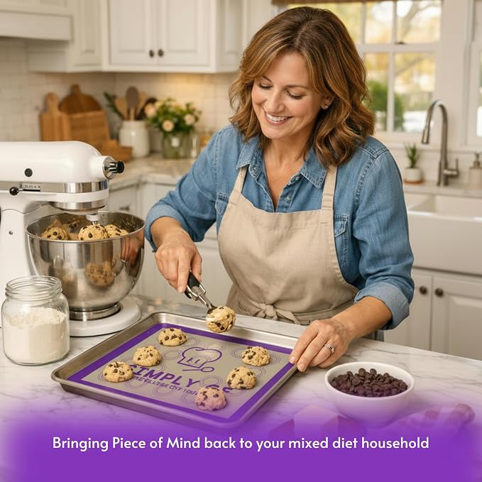 Non-Stick Silicone Baking Mat Set of 2 - Gluten-Free Labeled Reusable Baking Mats for Cookie Sheet - Non Slip & Food Safe - Perfect for Pastries, Macaroons, Bread & Oven Use