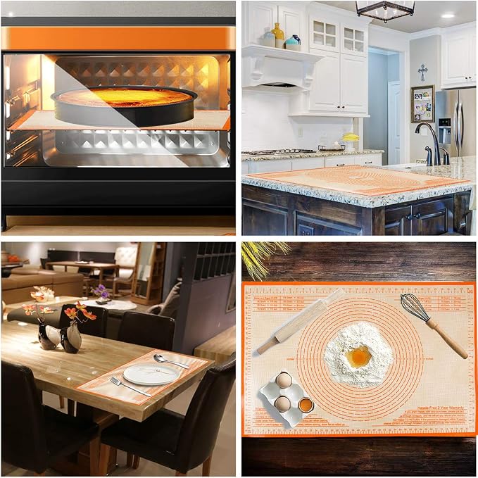 Silicone Pastry Mat 28X20 inch Baking mat Perfect for Dough, Pastry, Pie Crust, Fondant, Cookies, Bread, Pasta/Pizza,Pastry Board, Kitchen Counter Mat