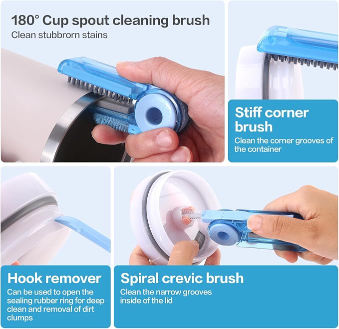 KEUYE 3 Pack Cup Cleaning Kit Compatible with Stanley | 3 in 1 Cup Cleaner Kit with Extra Long Nylon Straw Brush,Bottle Gap Cleane and,Silicone Brush Cleaner