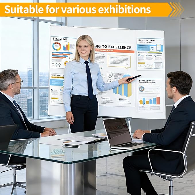 4 Pack Trifold Poster Board 36"x48" - White Foldable Corrugated Display Board, Tri fold Presentation Board, Extra Large Project Boards for School Projects, Science Fair, Graduation Exhibitions